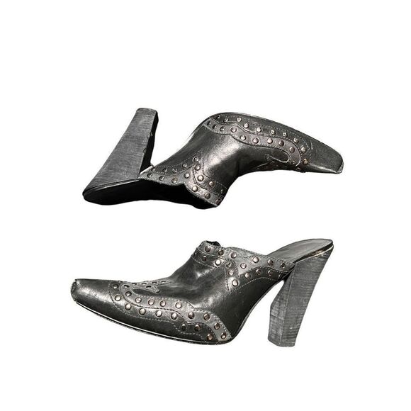 Cole Haan G Series Nike Air Studded Black & Gray Leather Mules Size 8 - Picture 2 of 5